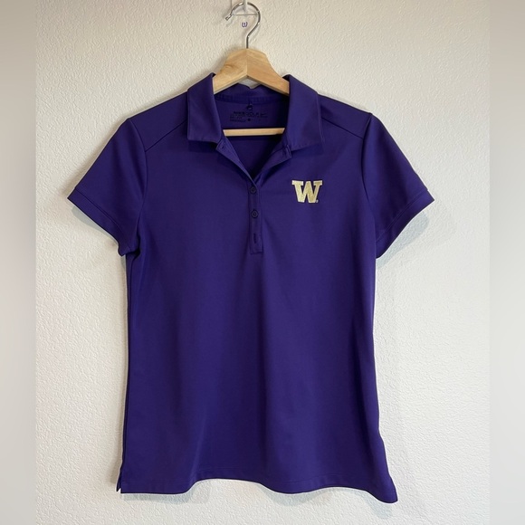 Nike women golf short sleeves polo WASHINGTON HUSKIES PURPLE L - Picture 1 of 4